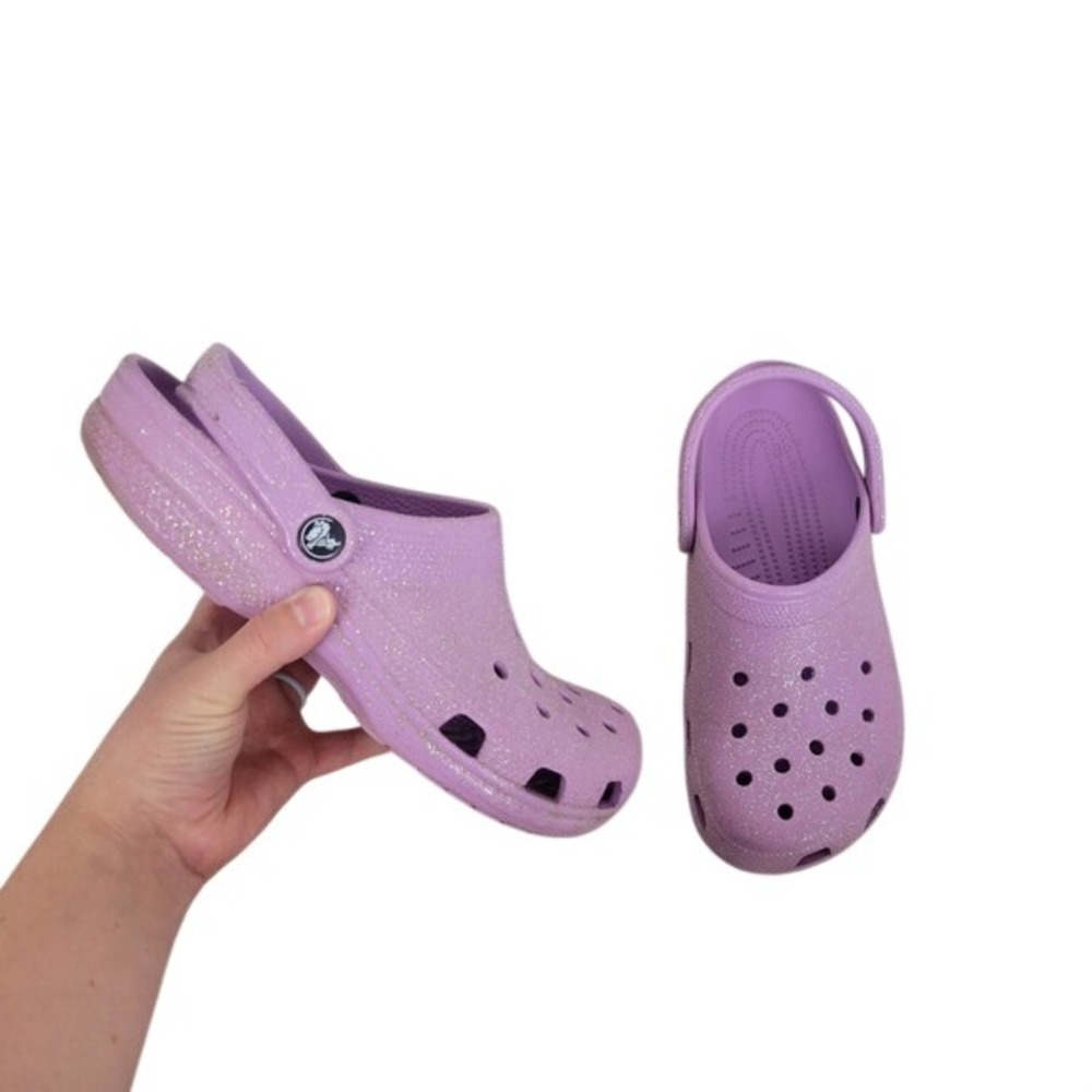 Sparkly Purple Crocs Clogs Lavender Sparkles Size Women's 9 Men's 7